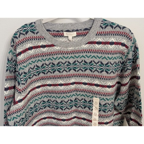 Sonoma Men XL Sweater Fair Isle Christmas Pullover Nordic Wool Blend Knit Preppy - Picture 2 of 8